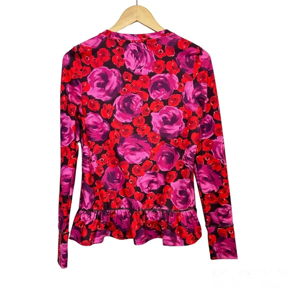 Kate Spade Electric Rose Pullover Top Peplum Athleisure Women’s Sz‎ Small - Picture 3 of 5